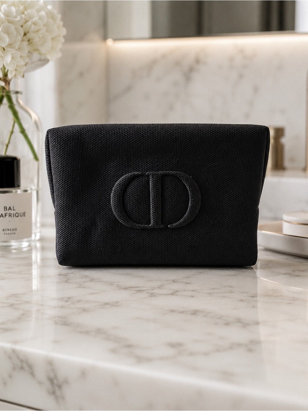 Christian Dior Black Canvas Cosmetic Trousse Pouch - BNIB